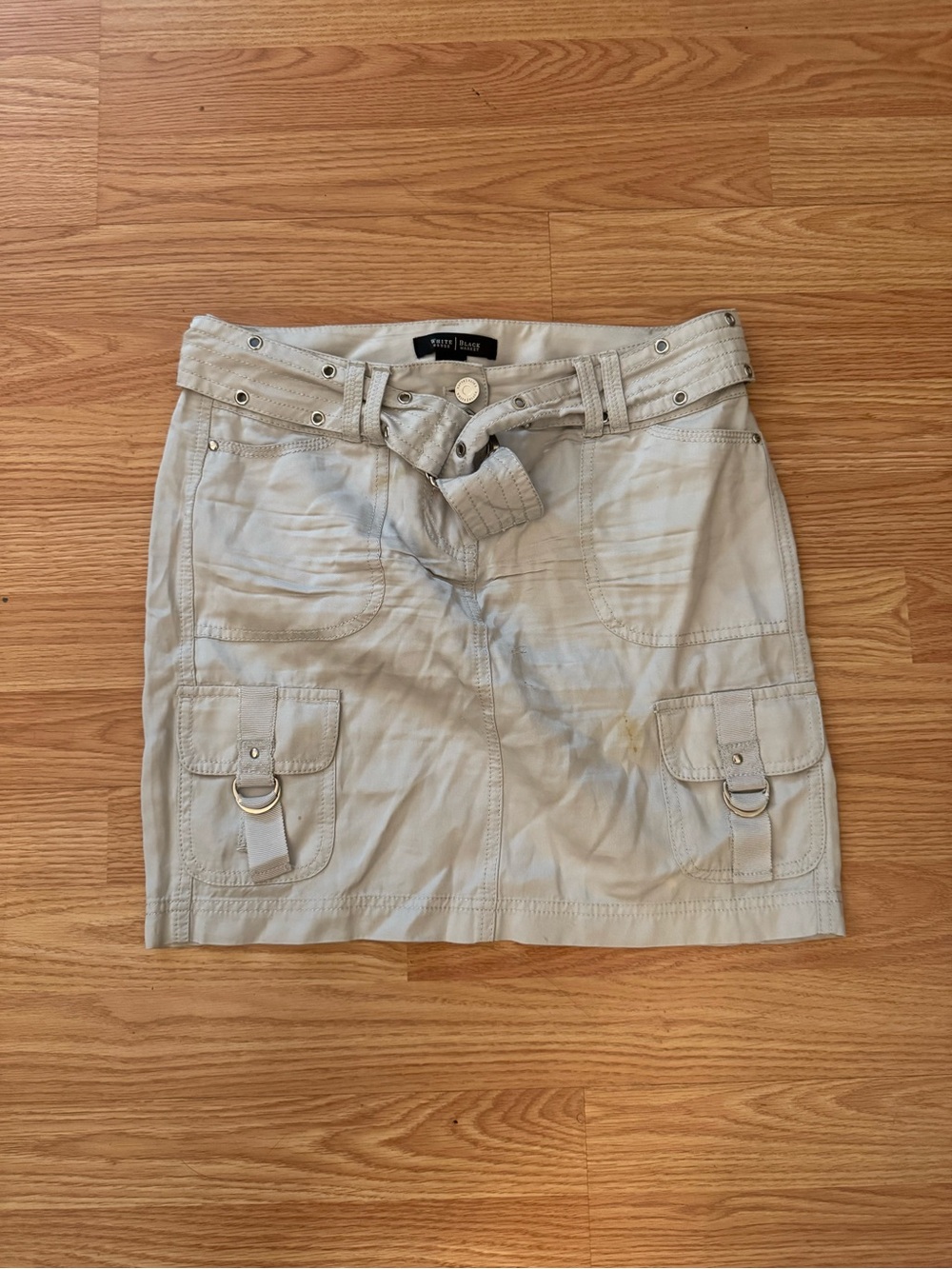 White House Black Market Beige Cargo Mini Skirt with Belt